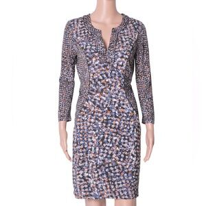 BCBGMaxAzria Water-Colored Long Sleeve V-Neck Mini Dress